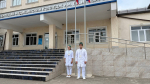 Церемония поднятия Государственного флага Российской Федерации и Государственного флага Республики Дагестан.