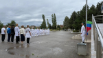 Церемония спуска Государственного флага Российской Федерации и Государственного флага Республики Дагестан.